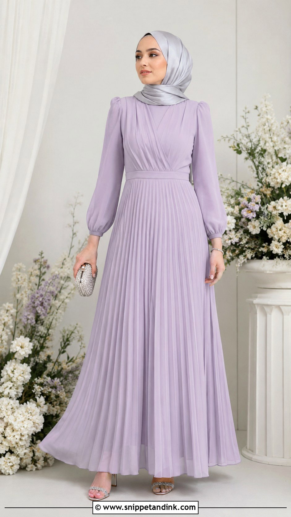 Lilac Nikkah Maxi Outfit - Snippet and Ink - 30 Islamic Nikkah Outfit Ideas