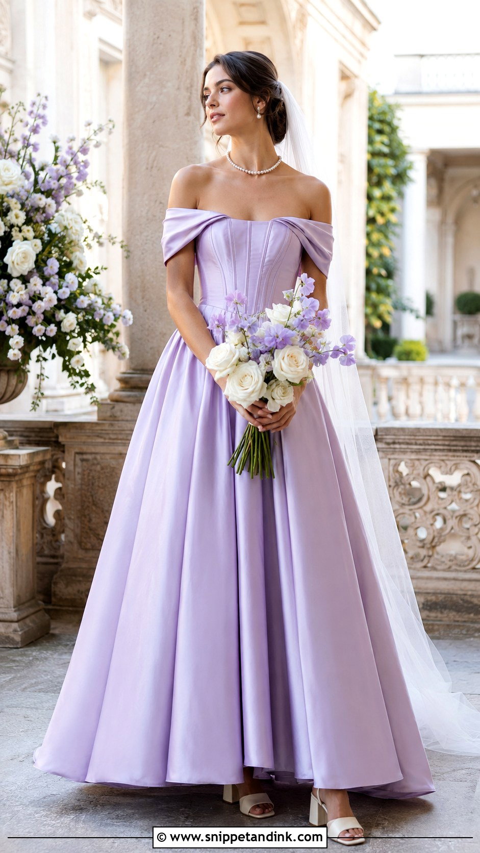 Lilac Off Shoulder Wedding Dress - Snippet and Ink - 20 Lilac Wedding Dress the Bride Ideas