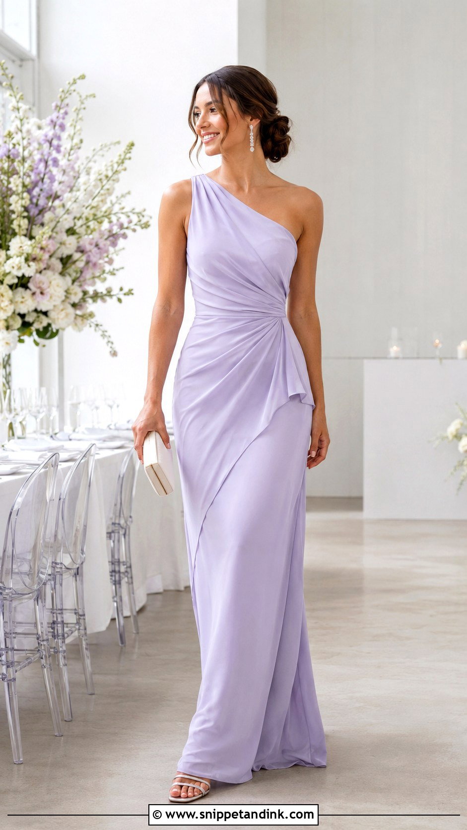 Lilac One Shoulder Bridal Dress - Snippet and Ink - 20 Lilac Bridal Dress Ideas