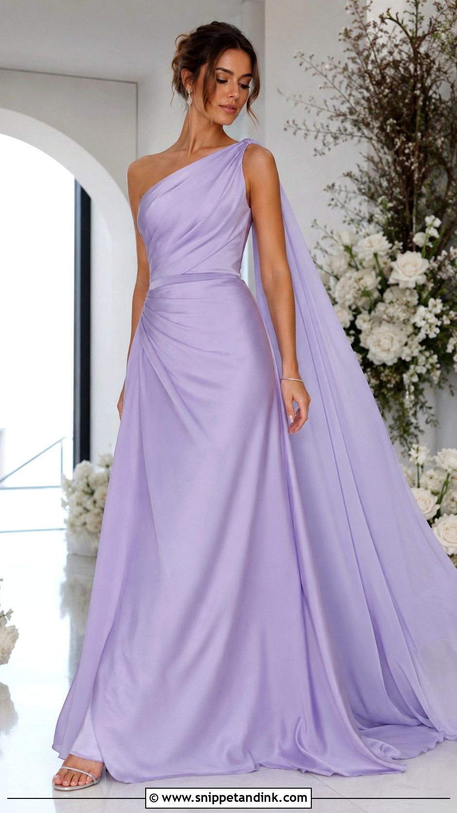 Lilac One Shoulder Wedding Dress - Snippet and Ink - 20 Lilac Wedding Dresses