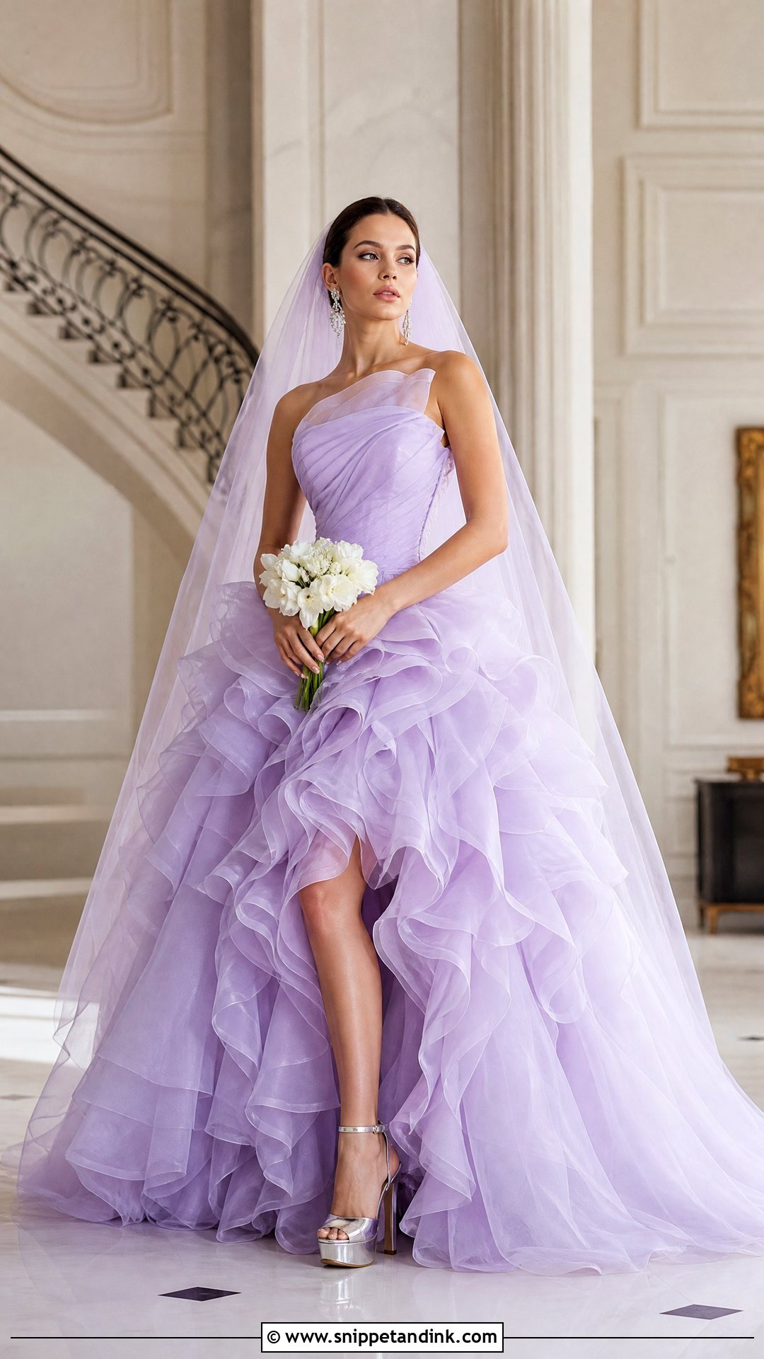 Lilac Organza Ruffle Bridal Dress - Snippet and Ink - 20 Purple Bridal Dress Ideas