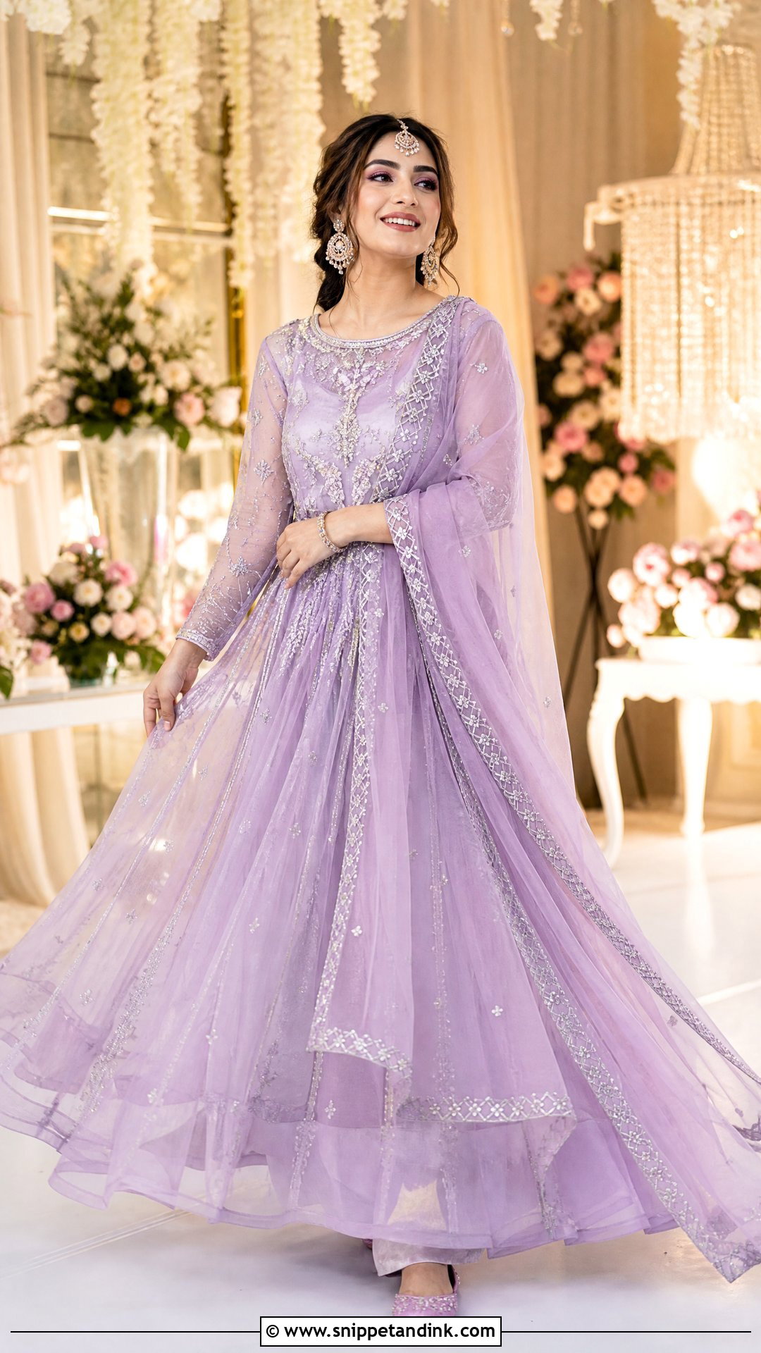 Lilac Organza Sangeet Anarkali - Snippet and Ink - 20 Pakistani Bridal Sangeet Outfit Ideas