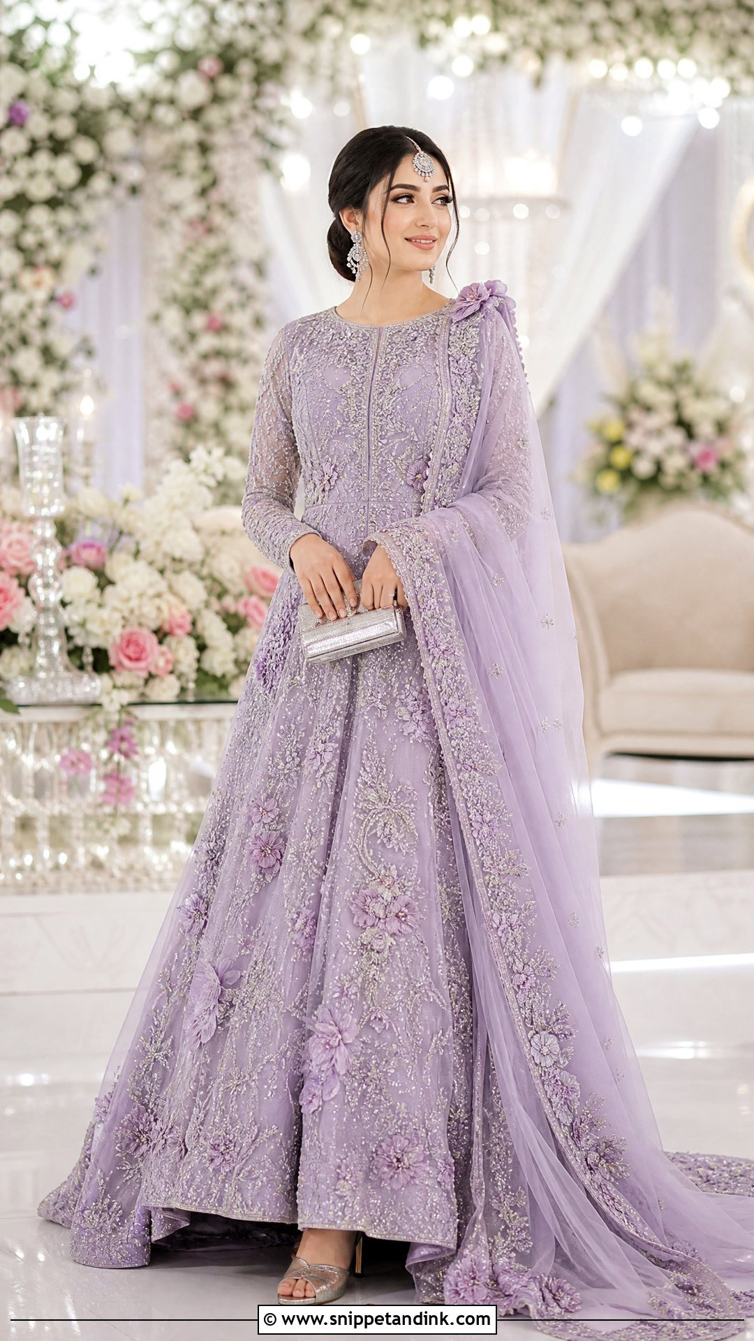 Lilac Pakistani Bridal Trail Gown - Snippet and Ink - 20 Pakistani Bridal Wedding Dresses