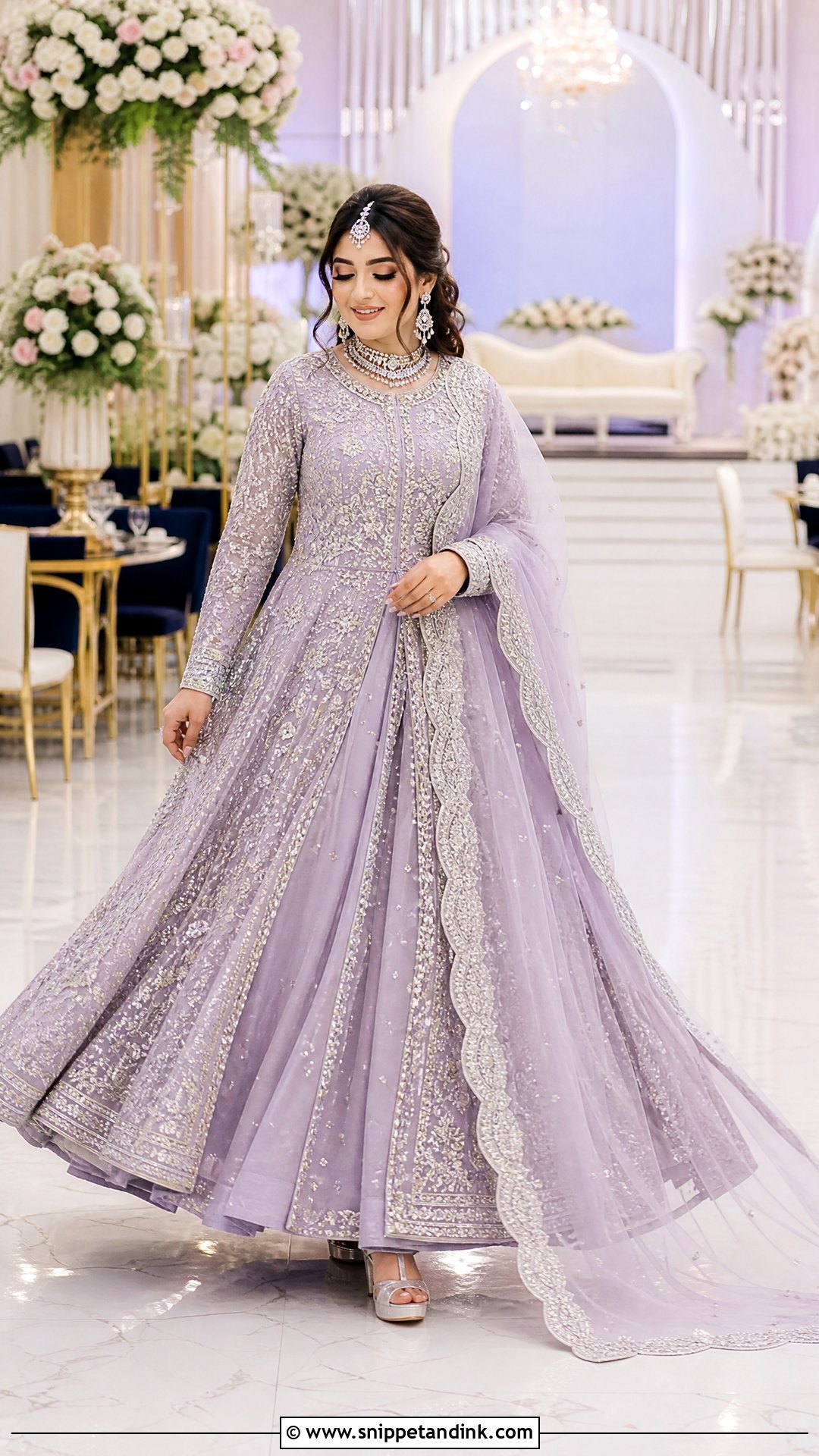 Lilac Pakistani Bridal Walima Pishwas Maxi - Snippet and Ink - 20 Pakistani Bridal Walima Maxi Ideas