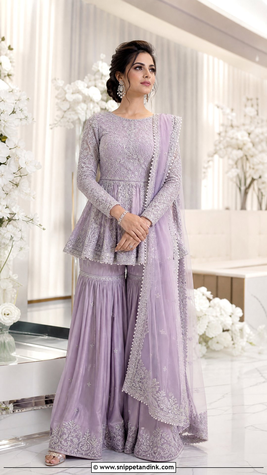 Lilac Peplum Sharara Nikah Dress - Snippet and Ink - 20 Pakistani Nikah Dress Ideas