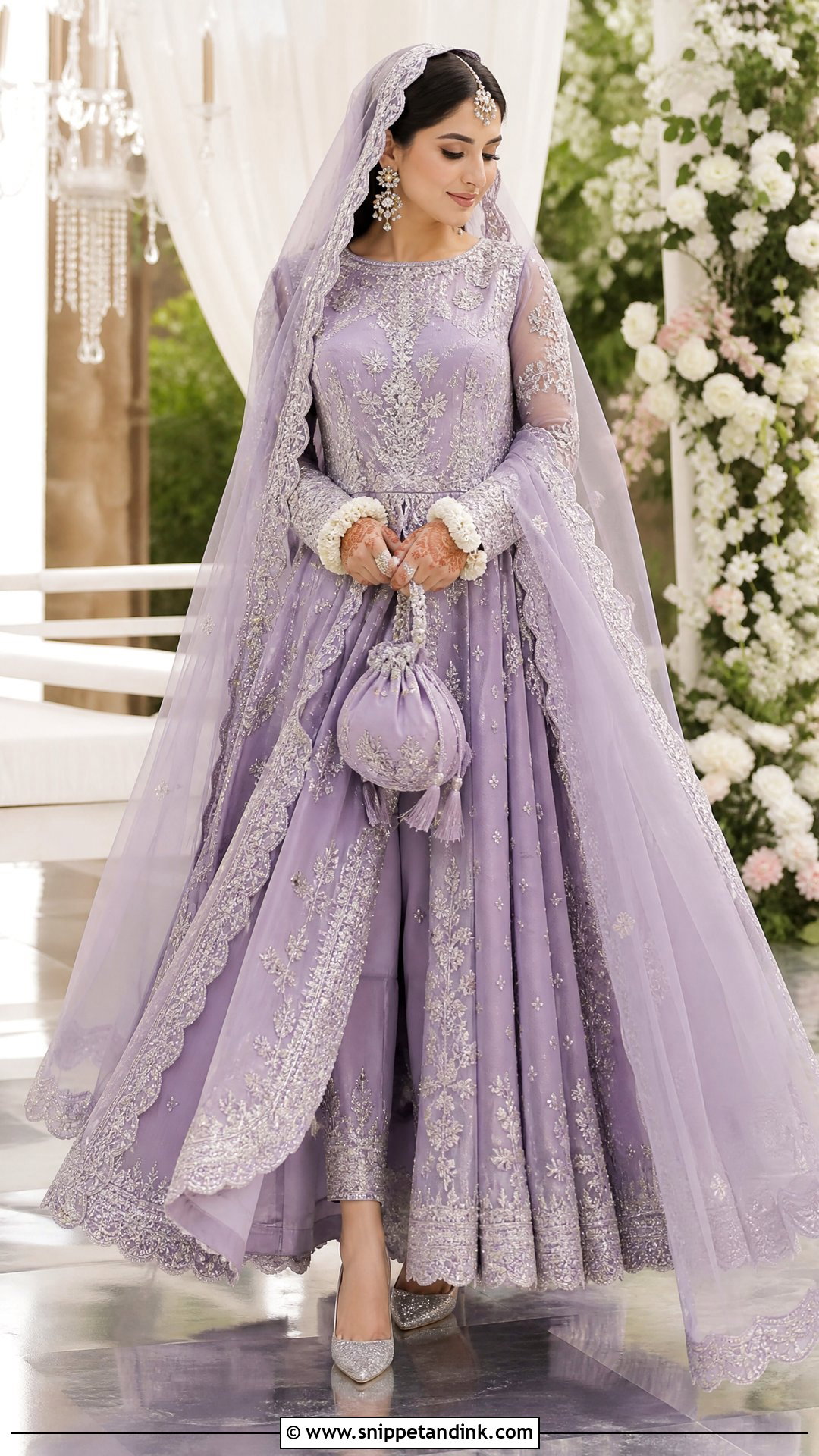 Lilac Pishwas Nikkah Bridal Dress - Snippet and Ink - 20 Nikkah Bridal Dress Ideas