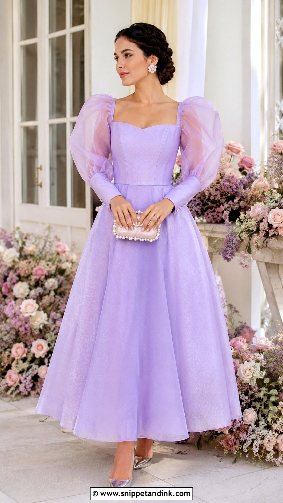 Lilac Puff Sleeve Princess Gown - Snippet and Ink - 20 Gowns Princess