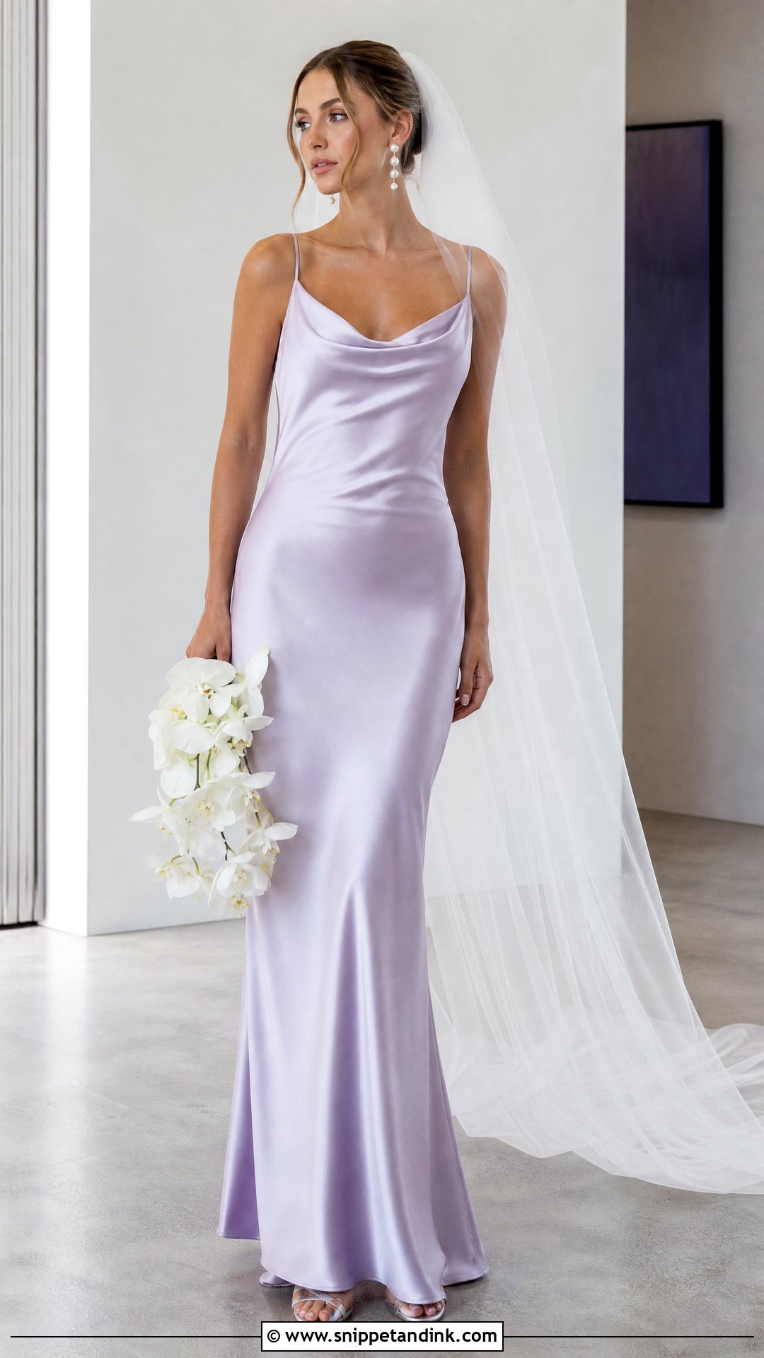 Lilac Satin Slip Wedding Dress - Snippet and Ink - 20 Purple Bride Dress Ideas