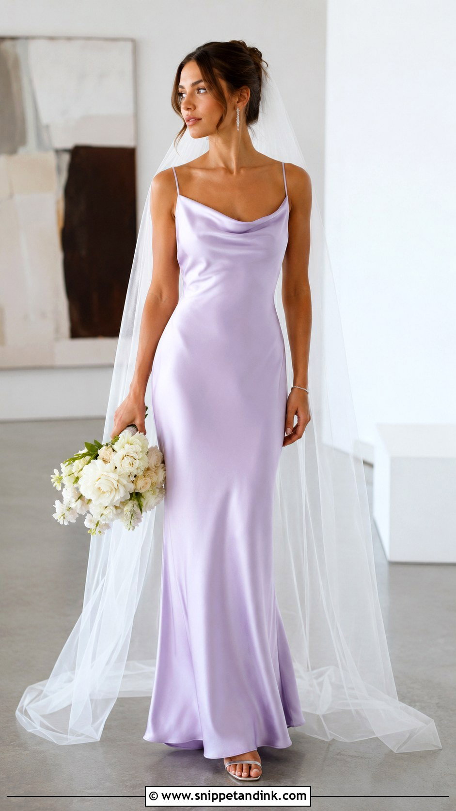 Lilac Satin Slip Wedding Dress - Snippet and Ink - 20 Lilac Wedding Dresses