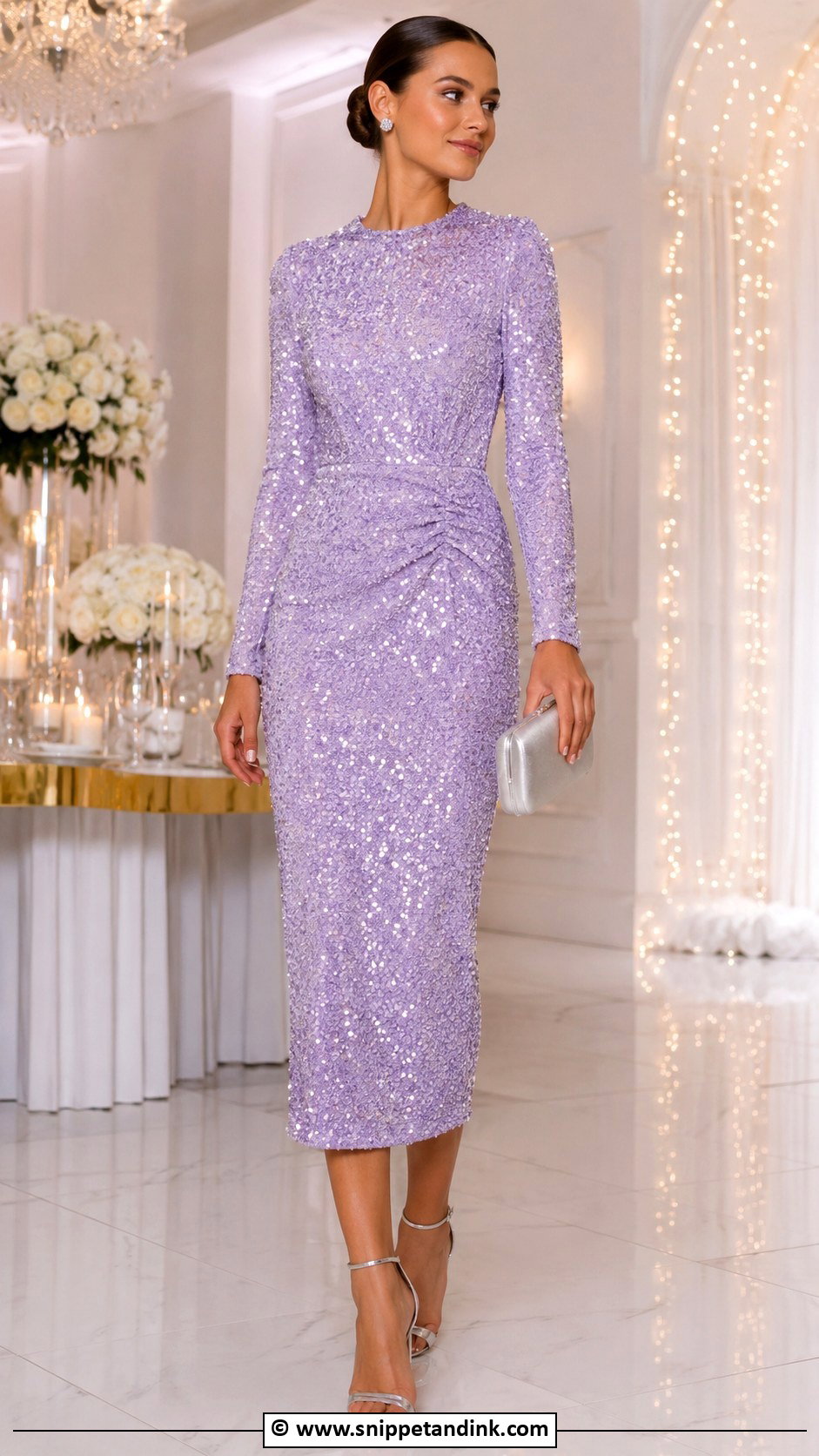 Lilac Sequin Dress Wedding Outfit - Snippet and Ink - 25 Lilac Dress Wedding Outfit Ideas