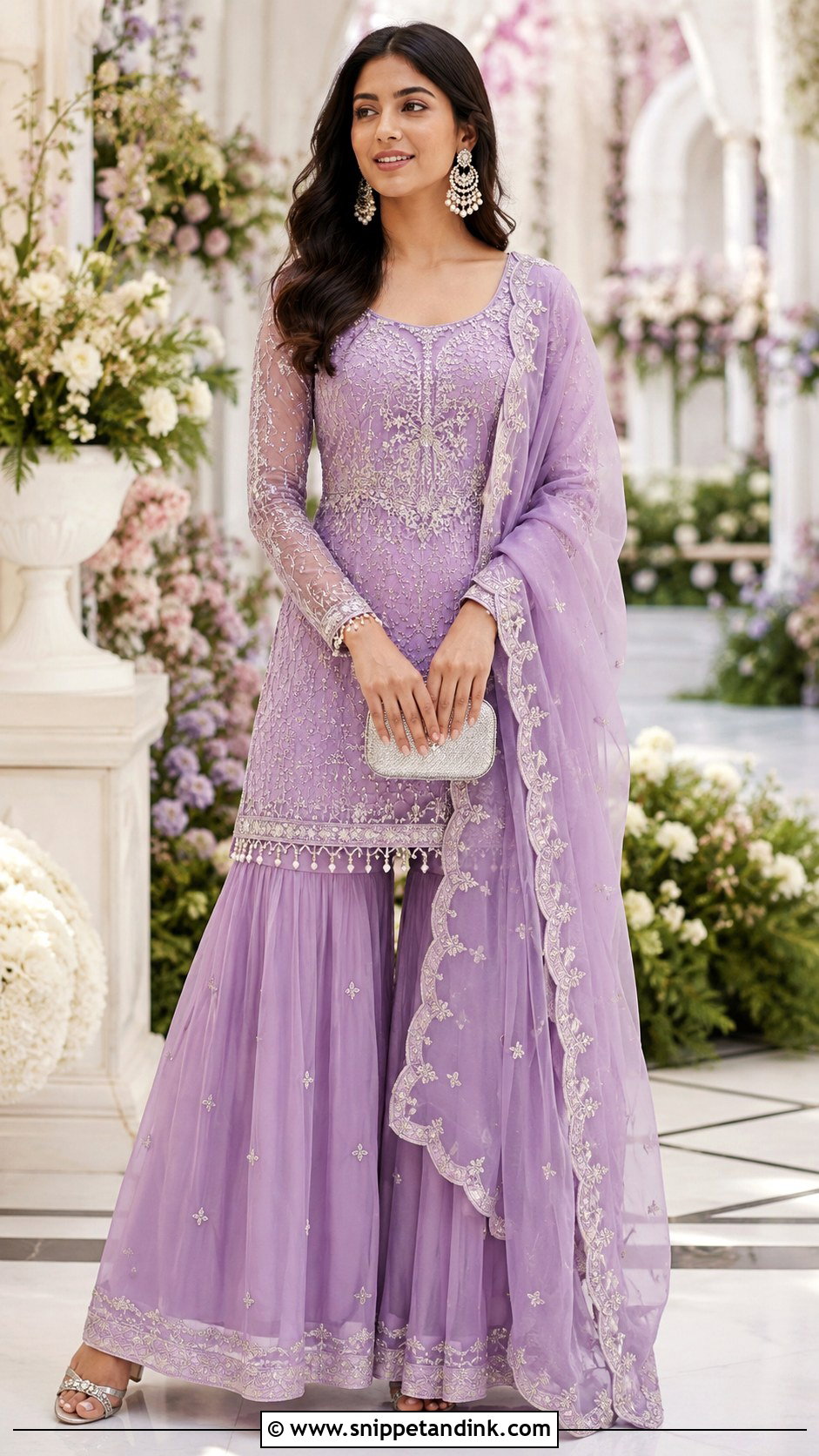 Lilac Sharara With Scalloped Dupatta - Snippet and Ink - 20 Pakistani Sharara Designs for Wedding