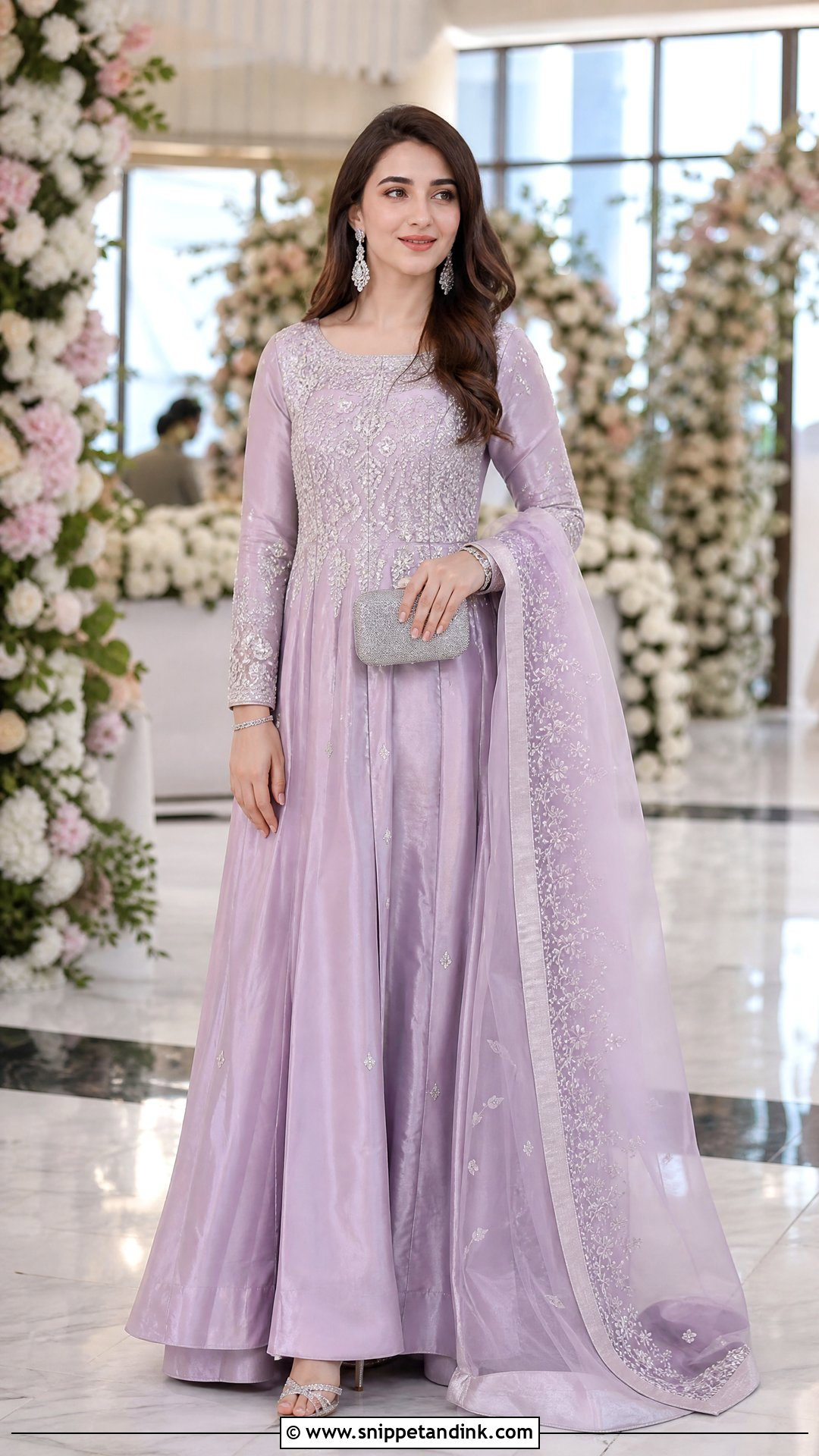 Lilac Silk Wedding Maxi - Snippet and Ink - 20 Pakistani Silk Wedding Dress Ideas