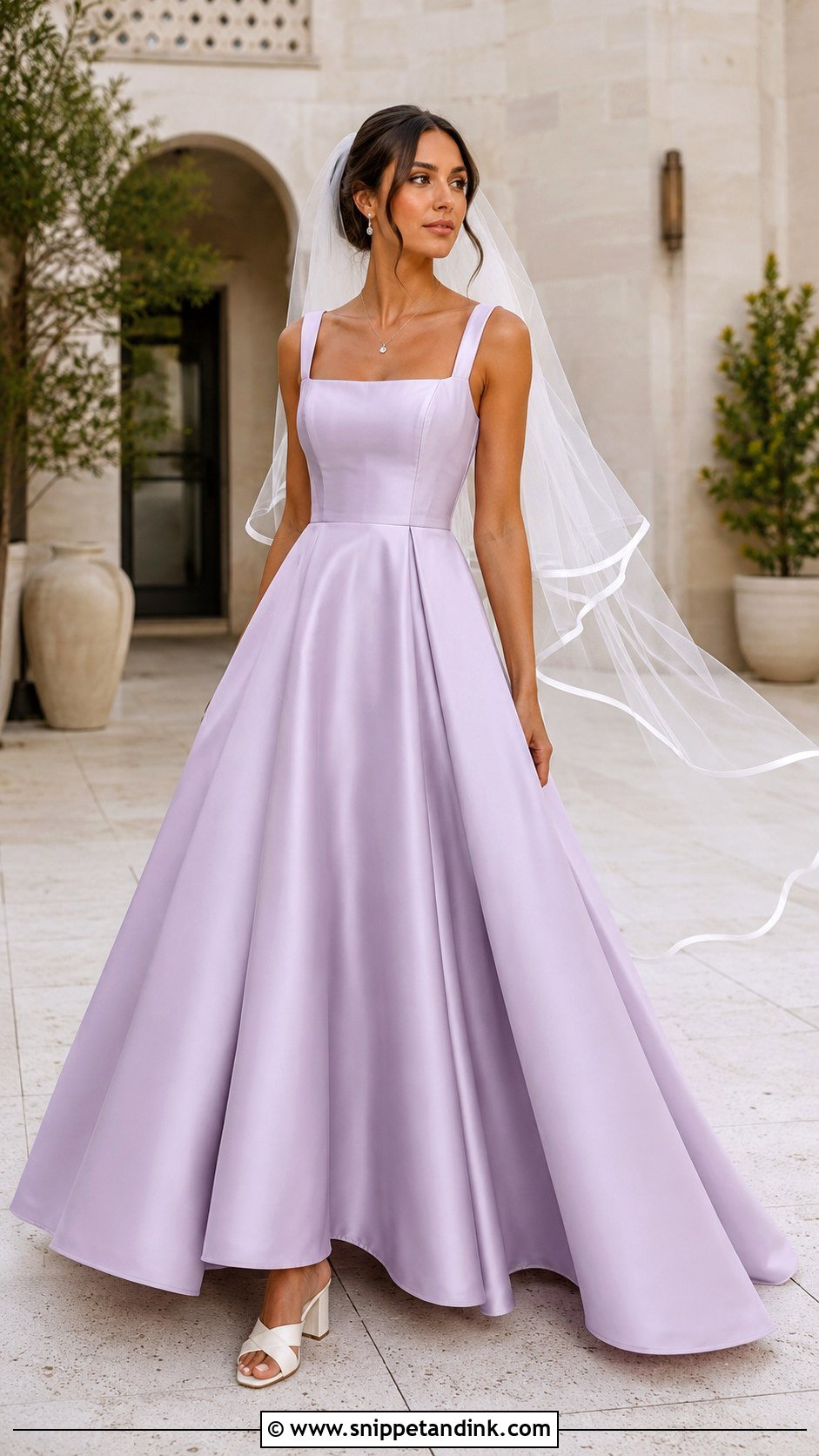 Lilac Square Neck Bridal Dress - Snippet and Ink - 20 Lilac Bridal Dress Ideas