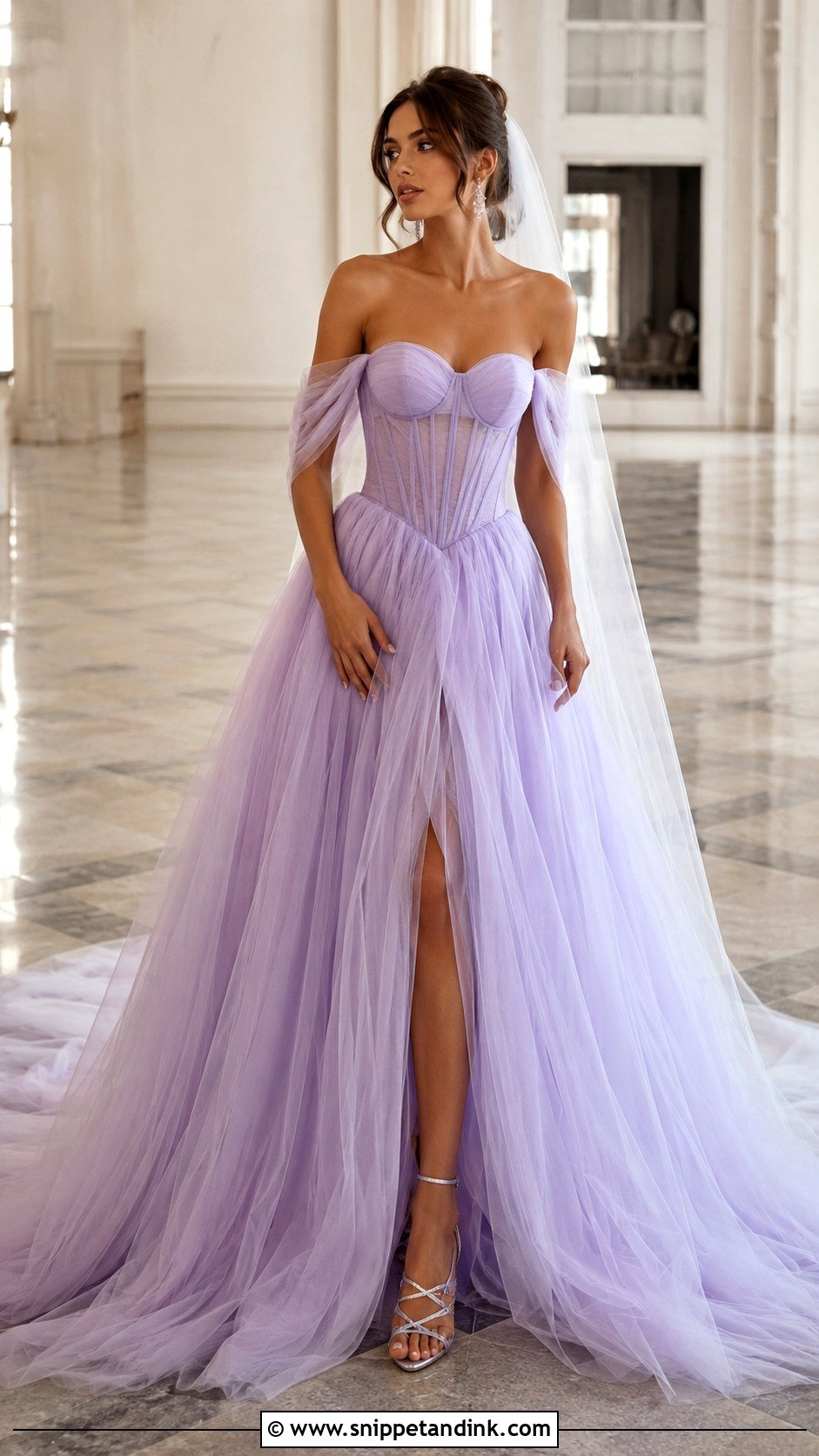 Lilac Strapless Corset Wedding Dress - Snippet and Ink - 20 Lilac Wedding Dresses