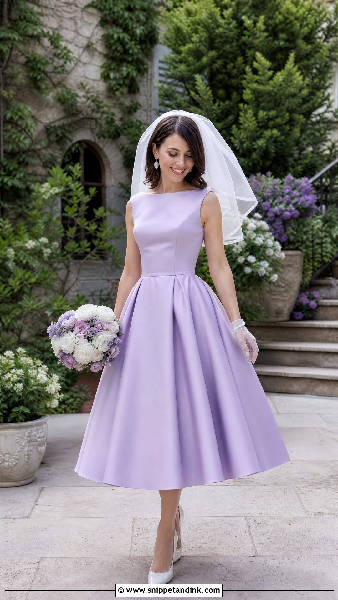 Lilac Tea Length Bridal Dress - Snippet and Ink - 20 Purple Bridal Dress Ideas