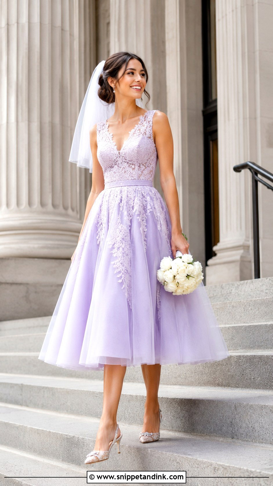 Lilac Tea Length Wedding Dress - Snippet and Ink - 20 Lilac Wedding Dresses