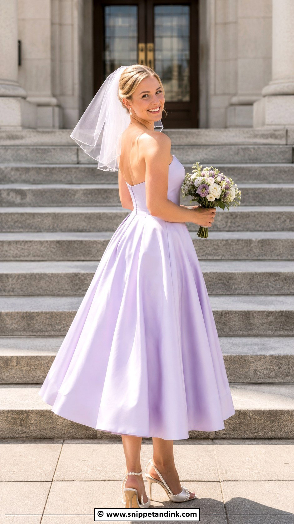Lilac Tea Length Wedding Dress - Snippet and Ink - 30 Purple Wedding Dress Ideas