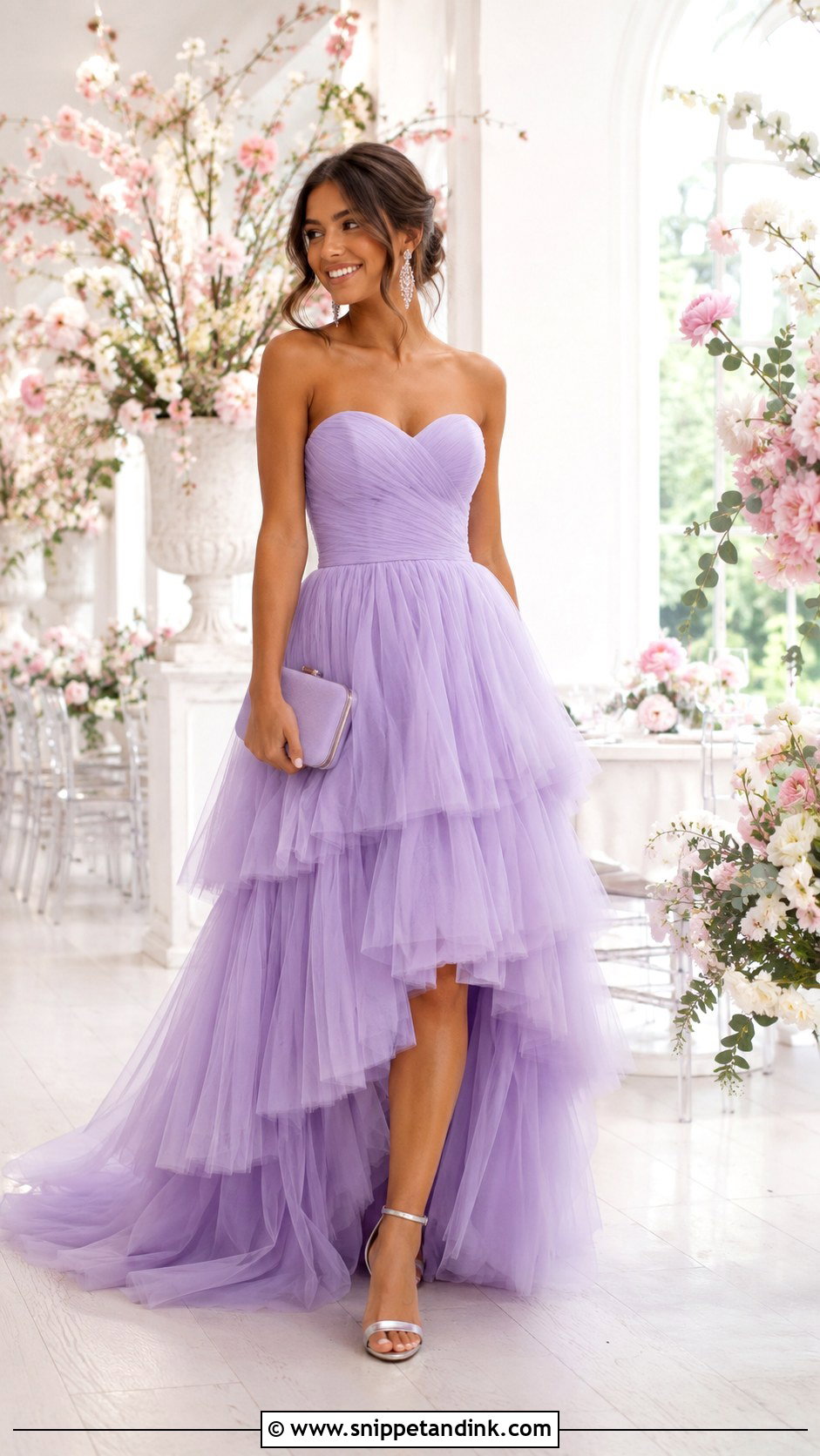 Lilac Tiered Tulle Ball Gown With Silver Accessories - Snippet and Ink - 20 Modern Ball Gown Ideas
