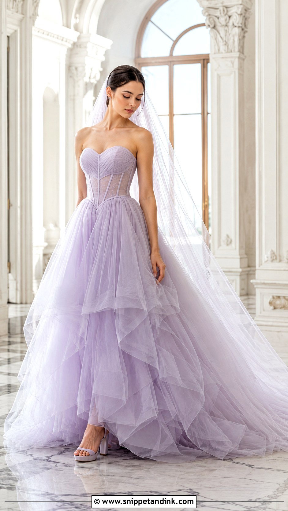 Lilac Tulle Ball Gown Wedding Dress - Snippet and Ink - 20 Lilac Wedding Dresses