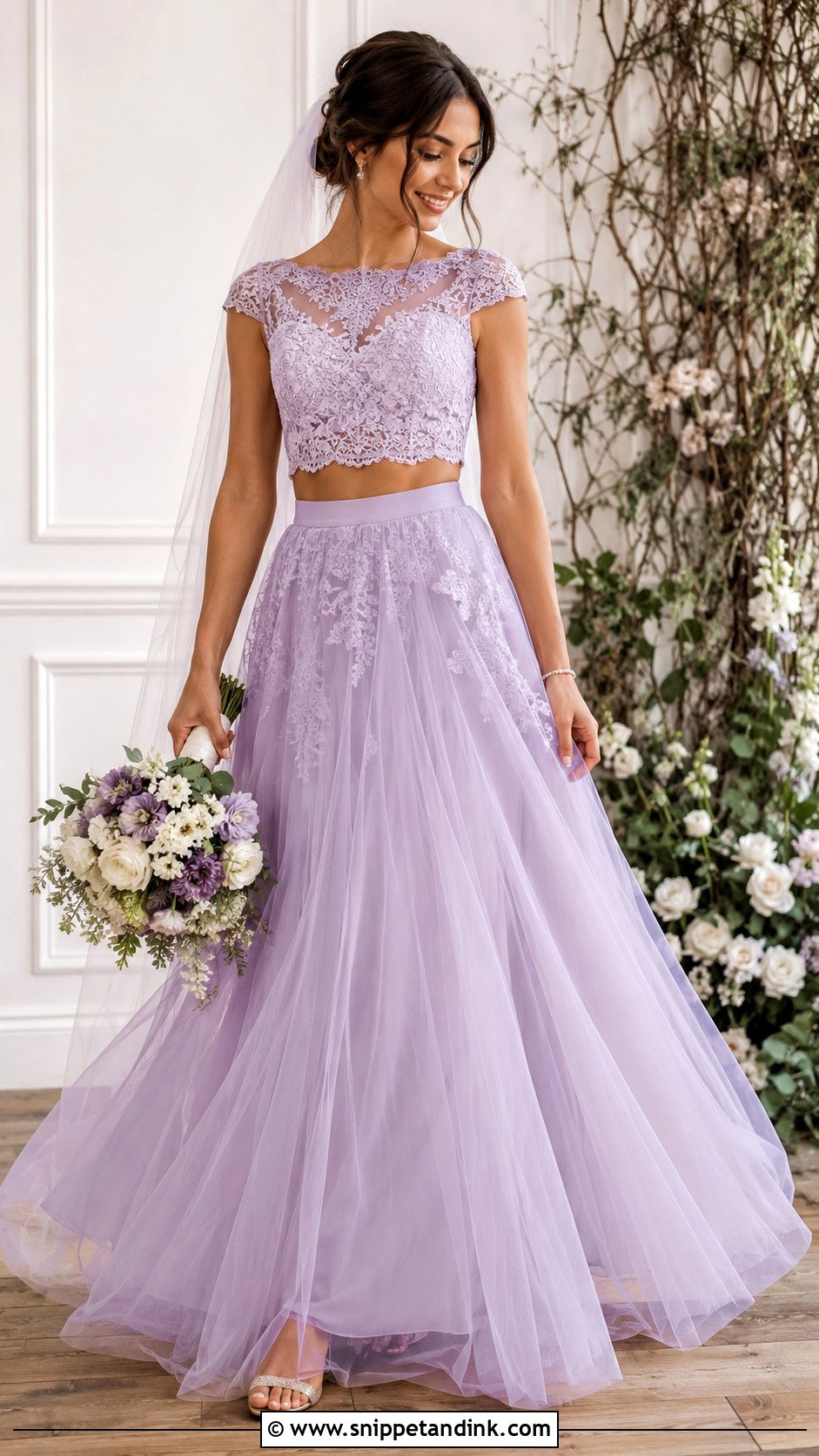 Lilac Two Piece Wedding Dress - Snippet and Ink - 25 Lilac Wedding Dress Ideas