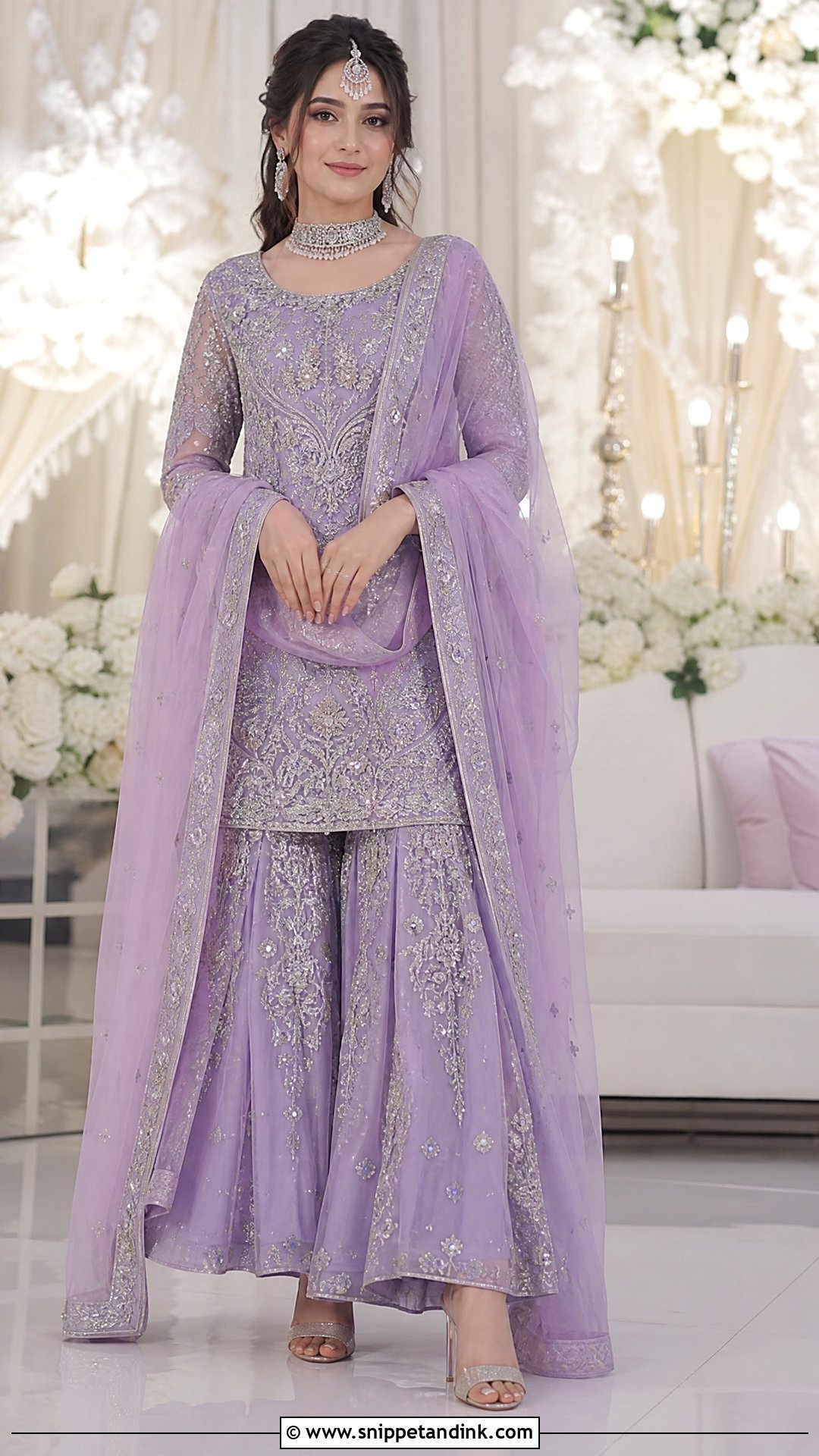 Lilac Waleema Dress With Silver Jewelry - Snippet and Ink - 25 Waleema Dress Pakistani Bridal Ideas