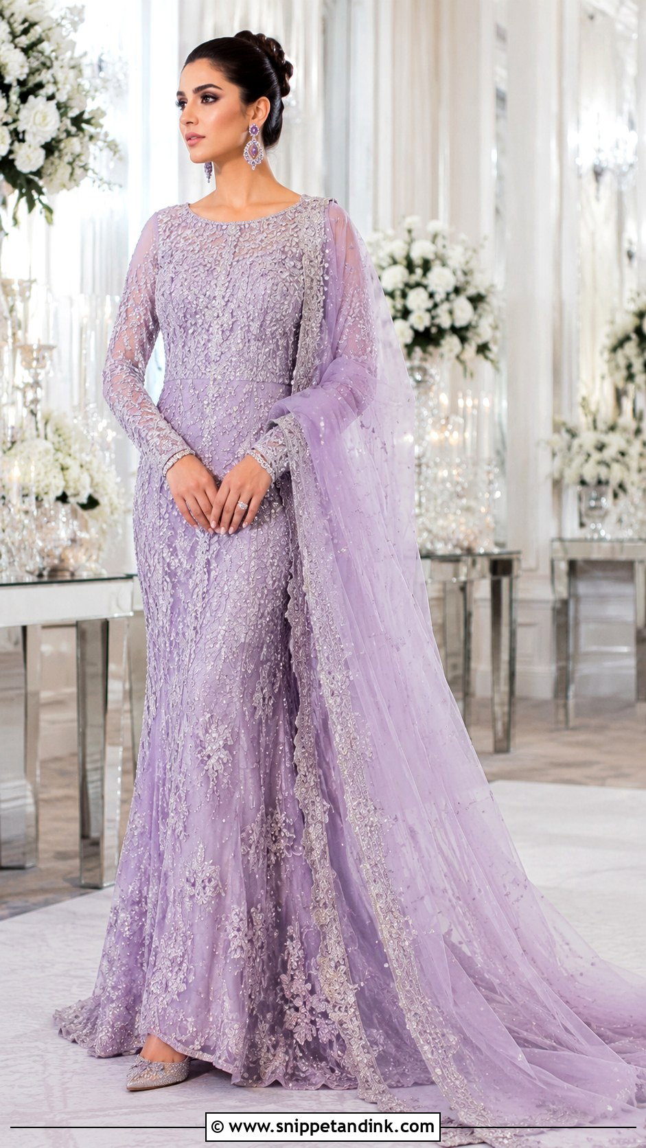 Lilac Walima Bridal Trail Gown - Snippet and Ink - 20 Walima Bridal Dress Ideas