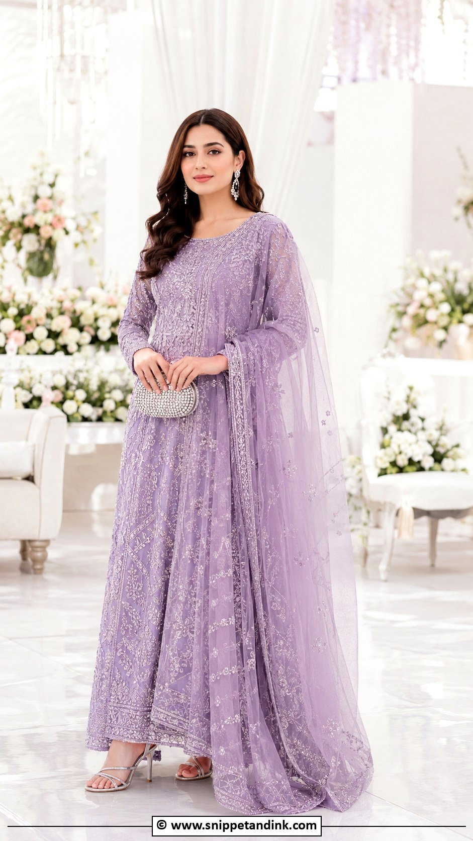Lilac Walima Maxi Dress For Bride - Snippet and Ink - 30 Walima Outfits for Bride