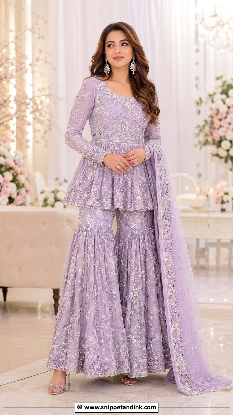 Lilac Walima Peplum With Sharara - Snippet and Ink - 35 Walima Dresses Pakistani Brides