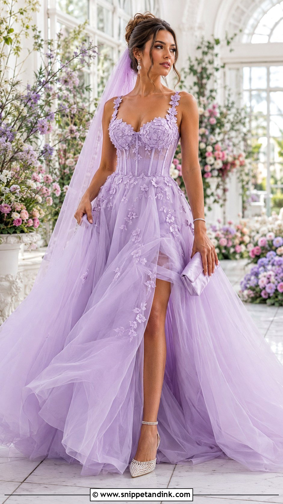 Lilac Wedding Dress With Pearl Heels - Snippet and Ink - 20 Colorful Wedding Dresses