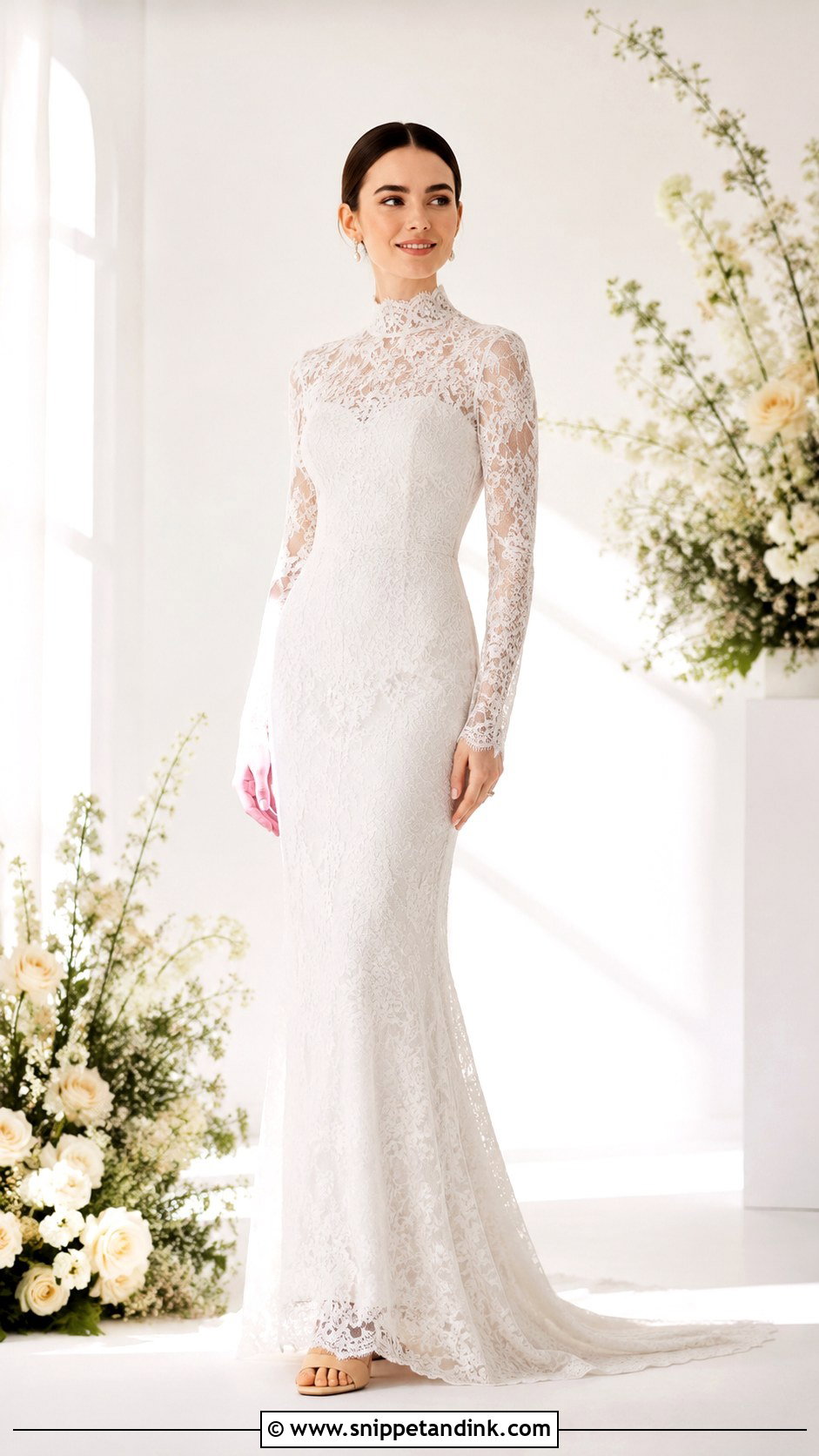 Lily Collins Fitted Lace Wedding Dress - Snippet and Ink - 30 Lily Collins Wedding Dress Ideas