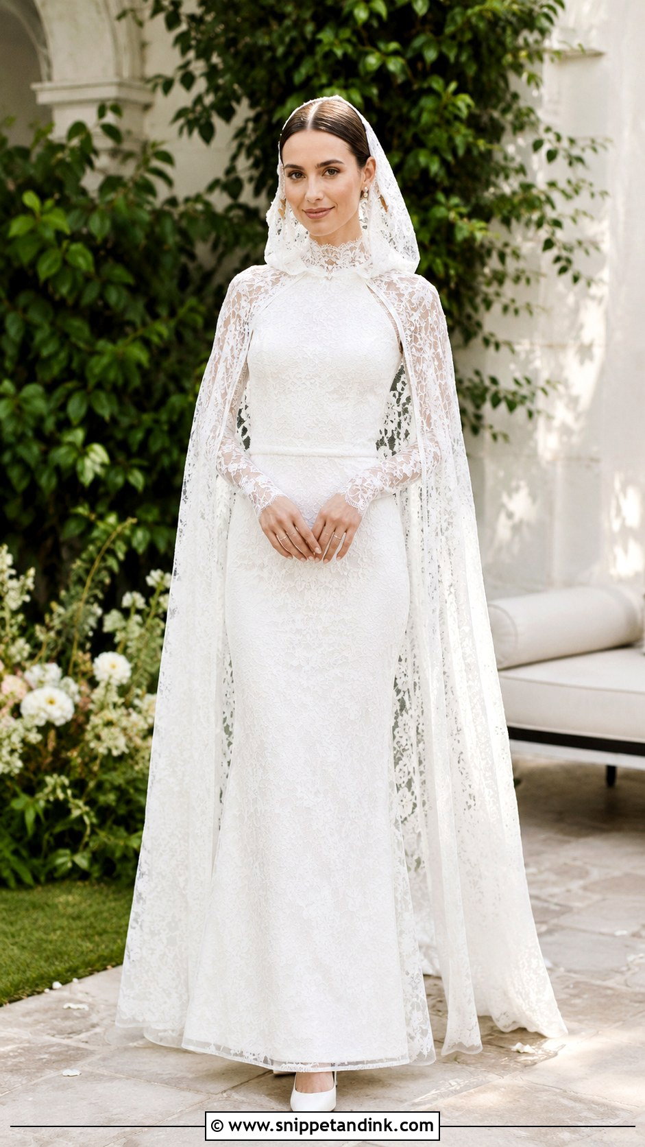 Lily Collins Lace Cape Wedding Dress - Snippet and Ink - 30 Lily Collins Wedding Dress Ideas