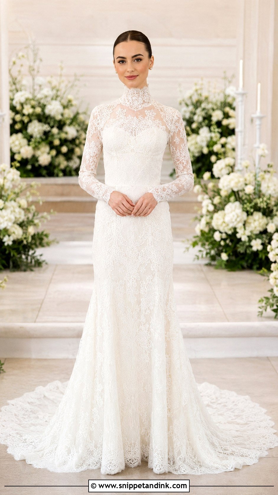 Lily Collins Lace Wedding Dress With Train - Snippet and Ink - 30 Lily Collins Wedding Dress Ideas