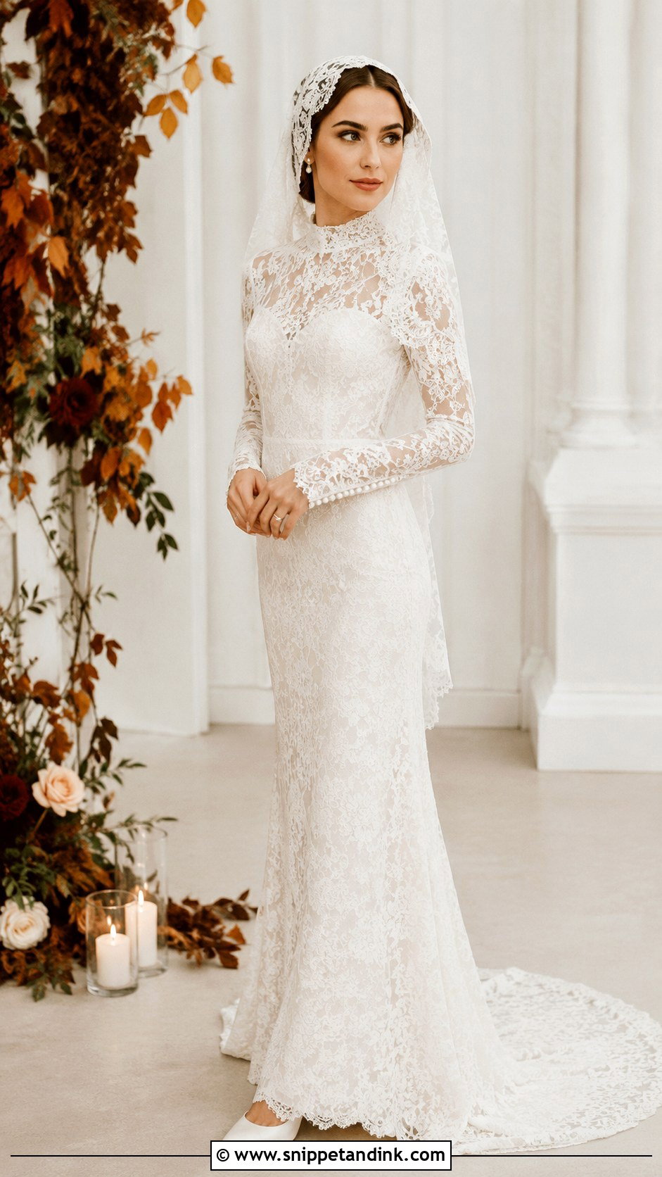 Lily Collins Long Sleeve Lace Wedding Dress - Snippet and Ink - 30 Lily Collins Wedding Dress Ideas