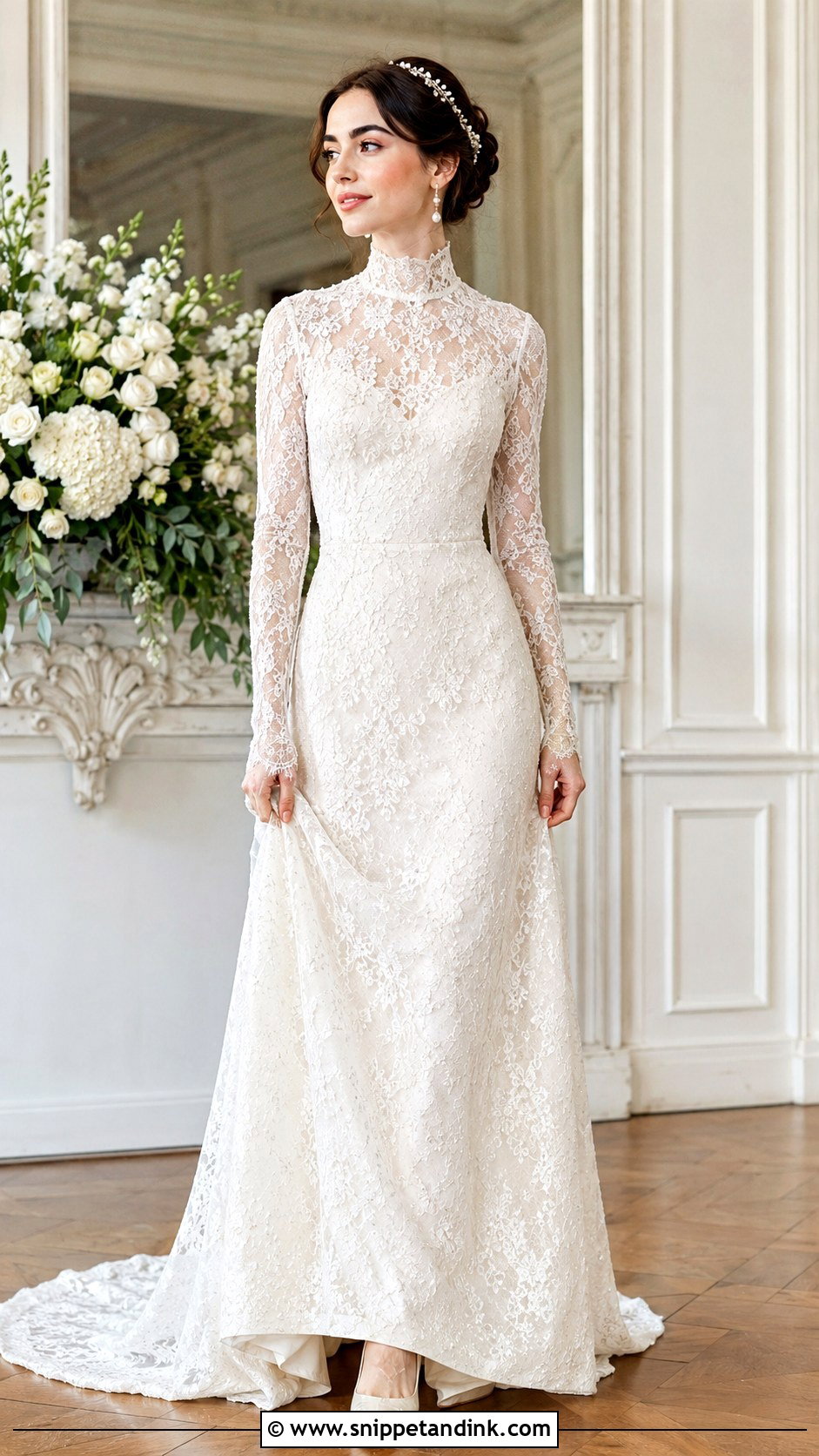 Lily Collins Pearl Wedding Dress - Snippet and Ink - 30 Lily Collins Wedding Dress Ideas