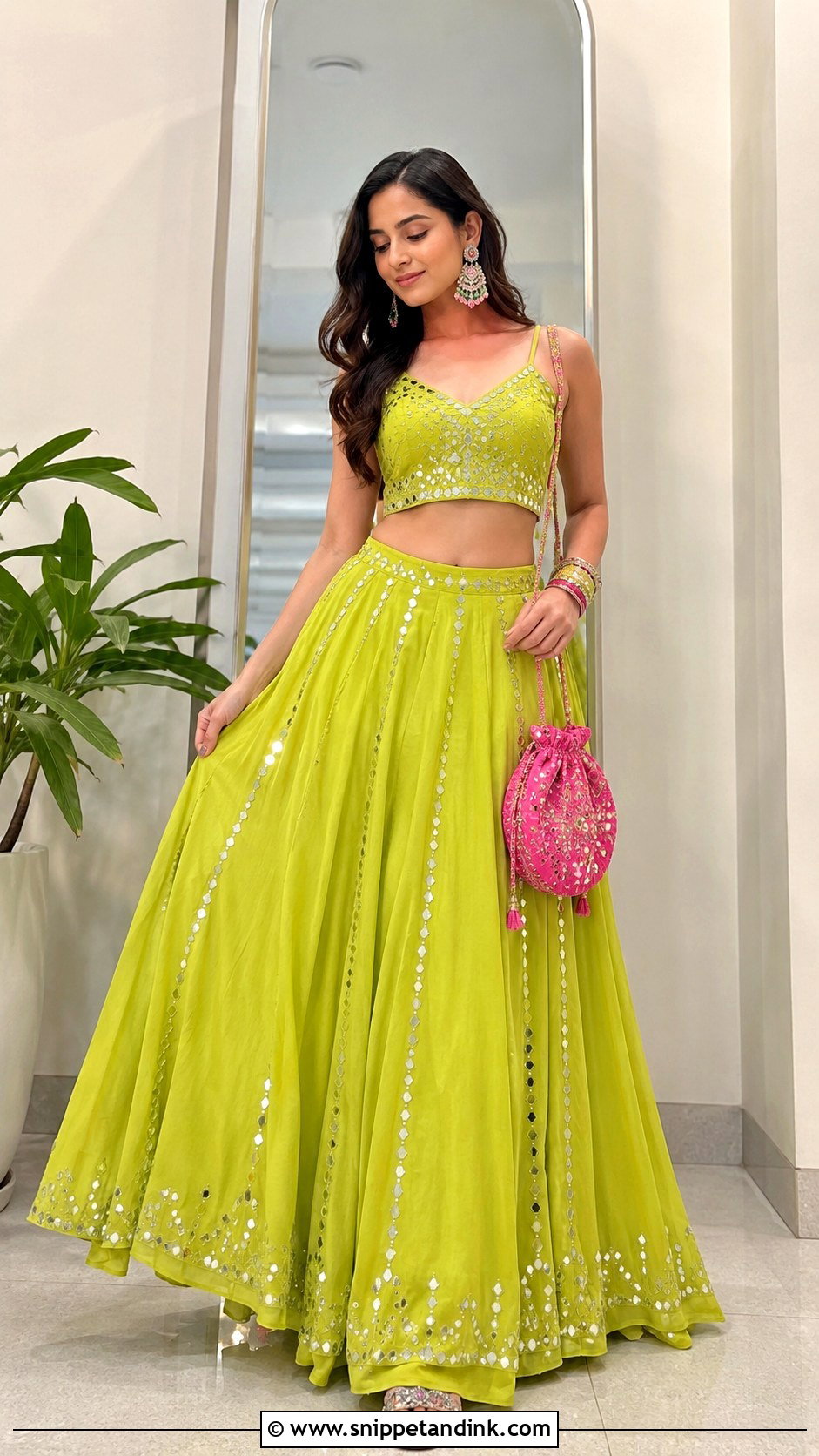 Lime Green Co Ord Set For Mehendi Function - Snippet and Ink - 25 Dress for Mehendi Function Ideas