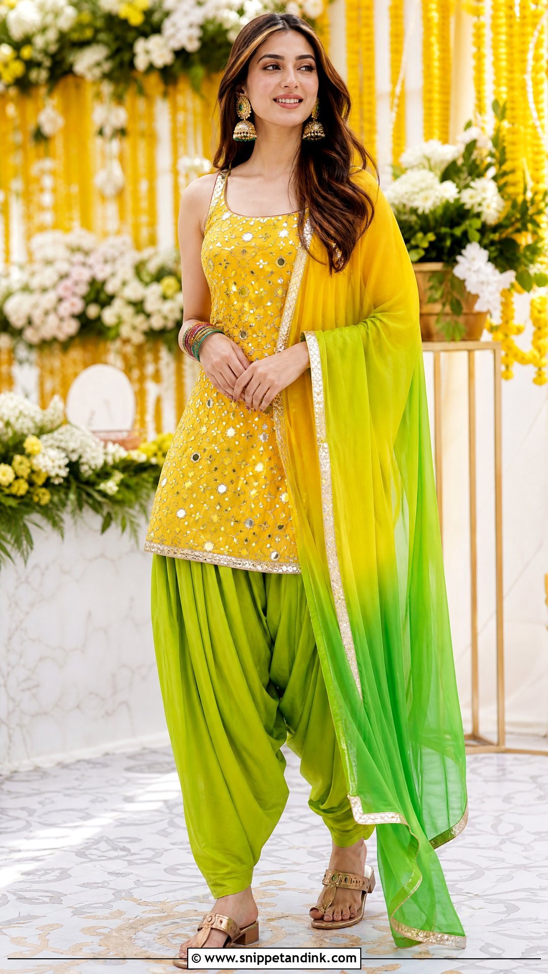 Lime Green Dhoti Pants Mayoon Outfit - Snippet and Ink - 20 Pakistani Mayoon Outfits