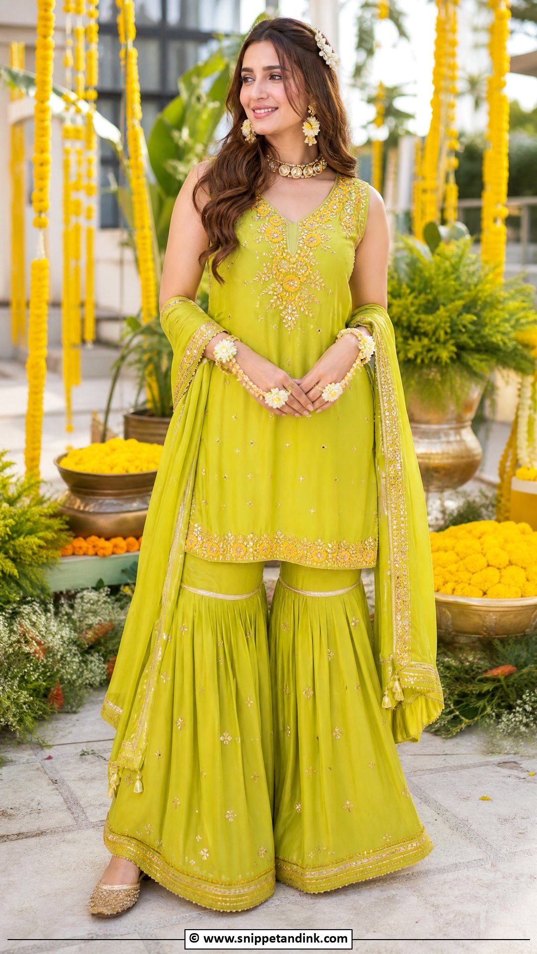 Lime Green Haldi Dress - Snippet and Ink - 35 Haldi Dress Ideas