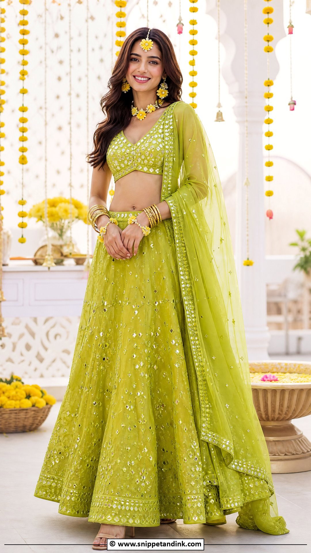 Lime Green Haldi Outfit - Snippet and Ink - 35 Latest Haldi Outfits