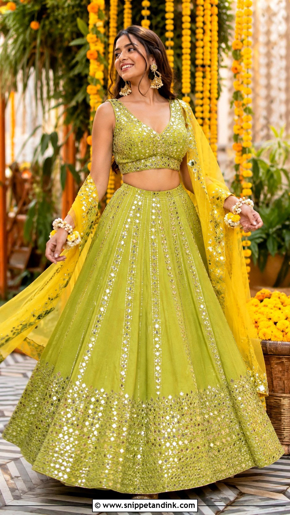 Lime Green Lehenga For Haldi - Snippet and Ink - 30 Haldi Dresses