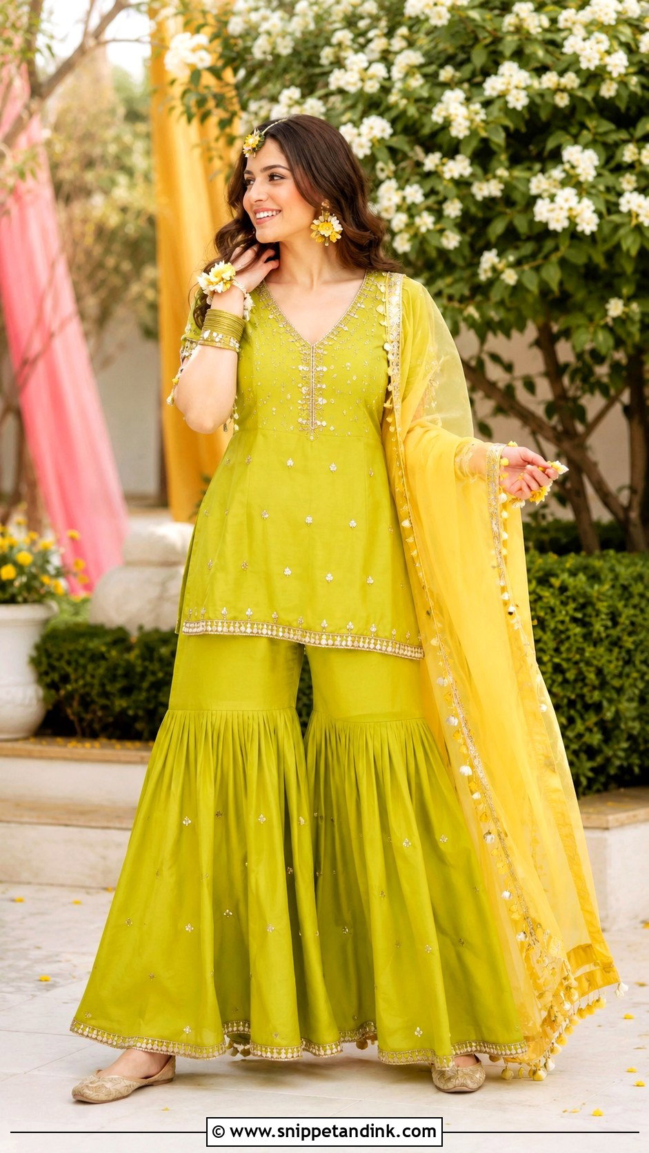 Lime Green Mayoun Sharara - Snippet and Ink - 25 Mayoun Dress Ideas