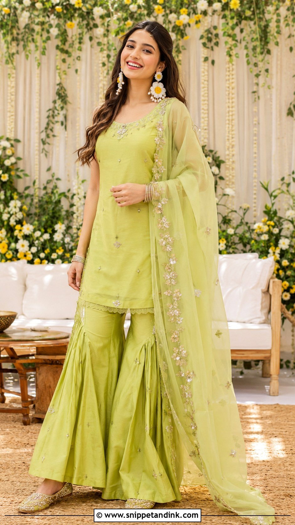 Lime Green Mehndi Co Ord Outfit - Snippet and Ink - 25 Simple Mehndi Outfit Ideas