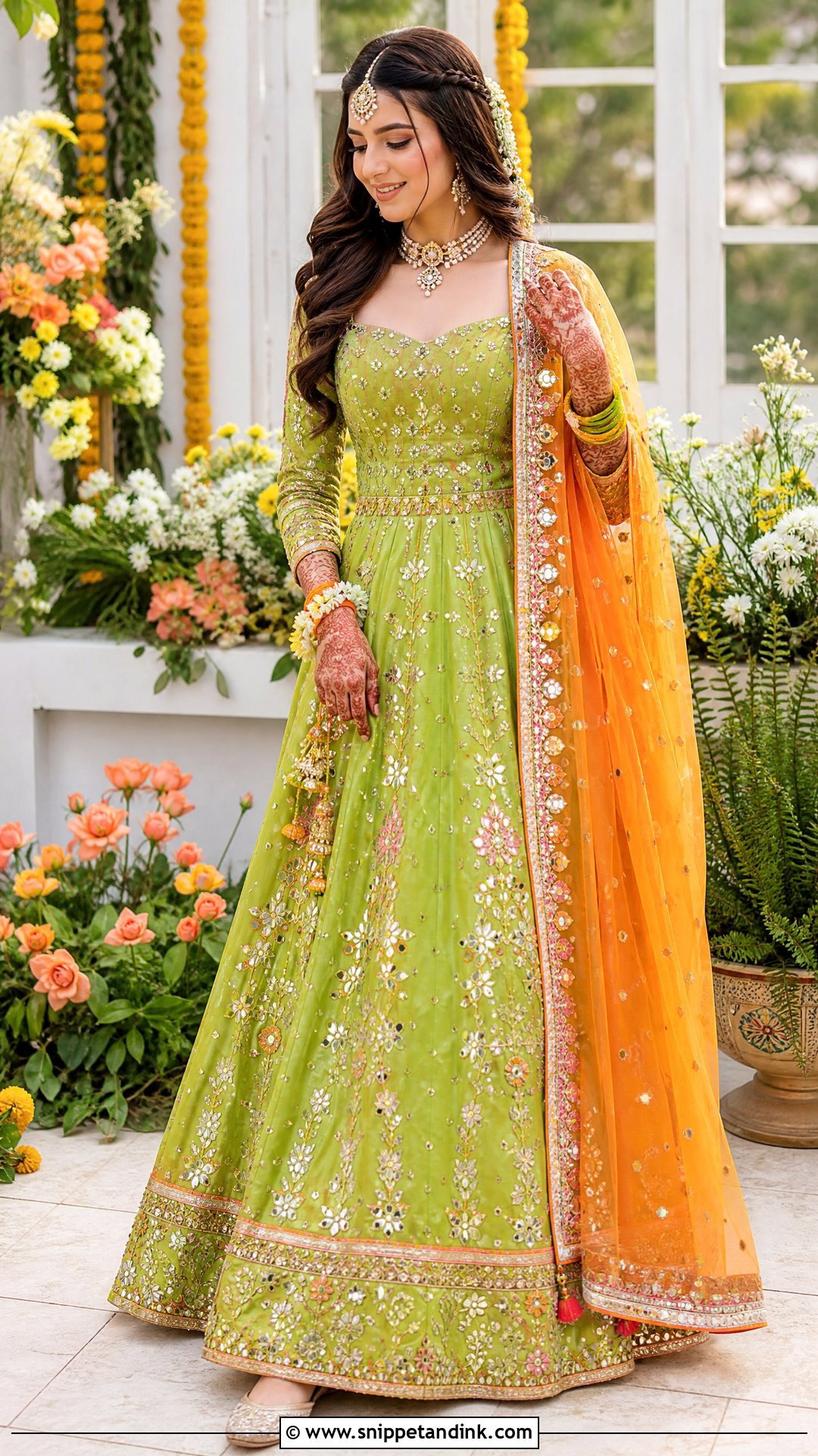 Lime Green Mehndi Dress For Bride - Snippet and Ink - 25 Mehndi Dress for Bride Pakistani Bridal Ideas