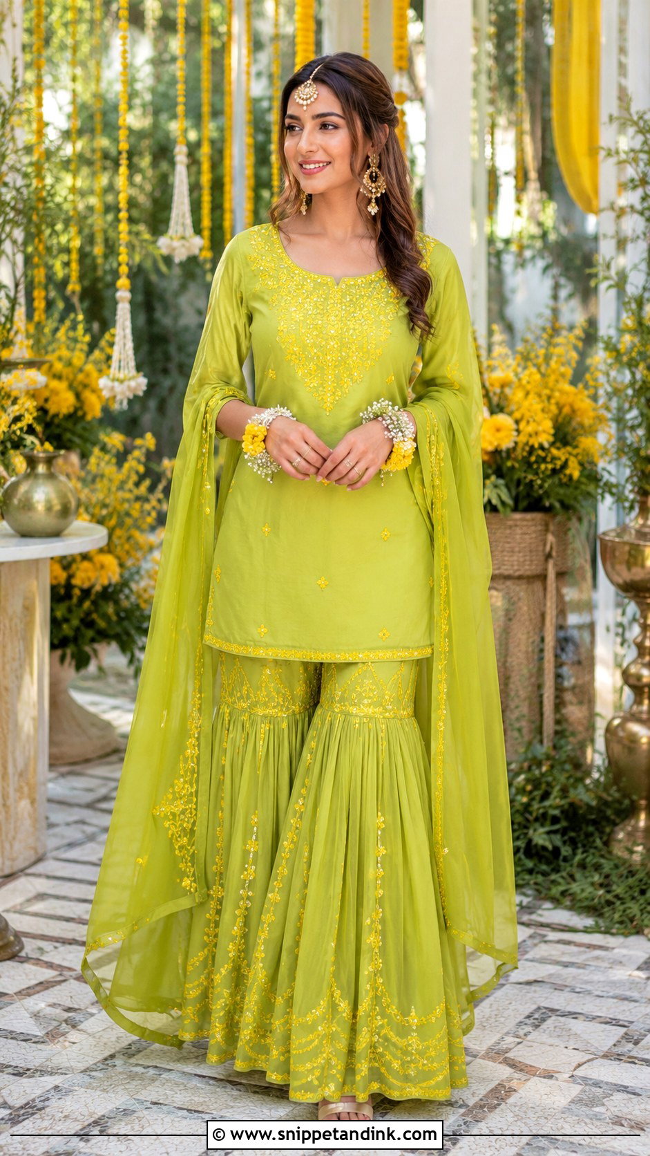 Lime Green Outfit For Haldi - Snippet and Ink - 25 Haldi Ka Dress Ideas
