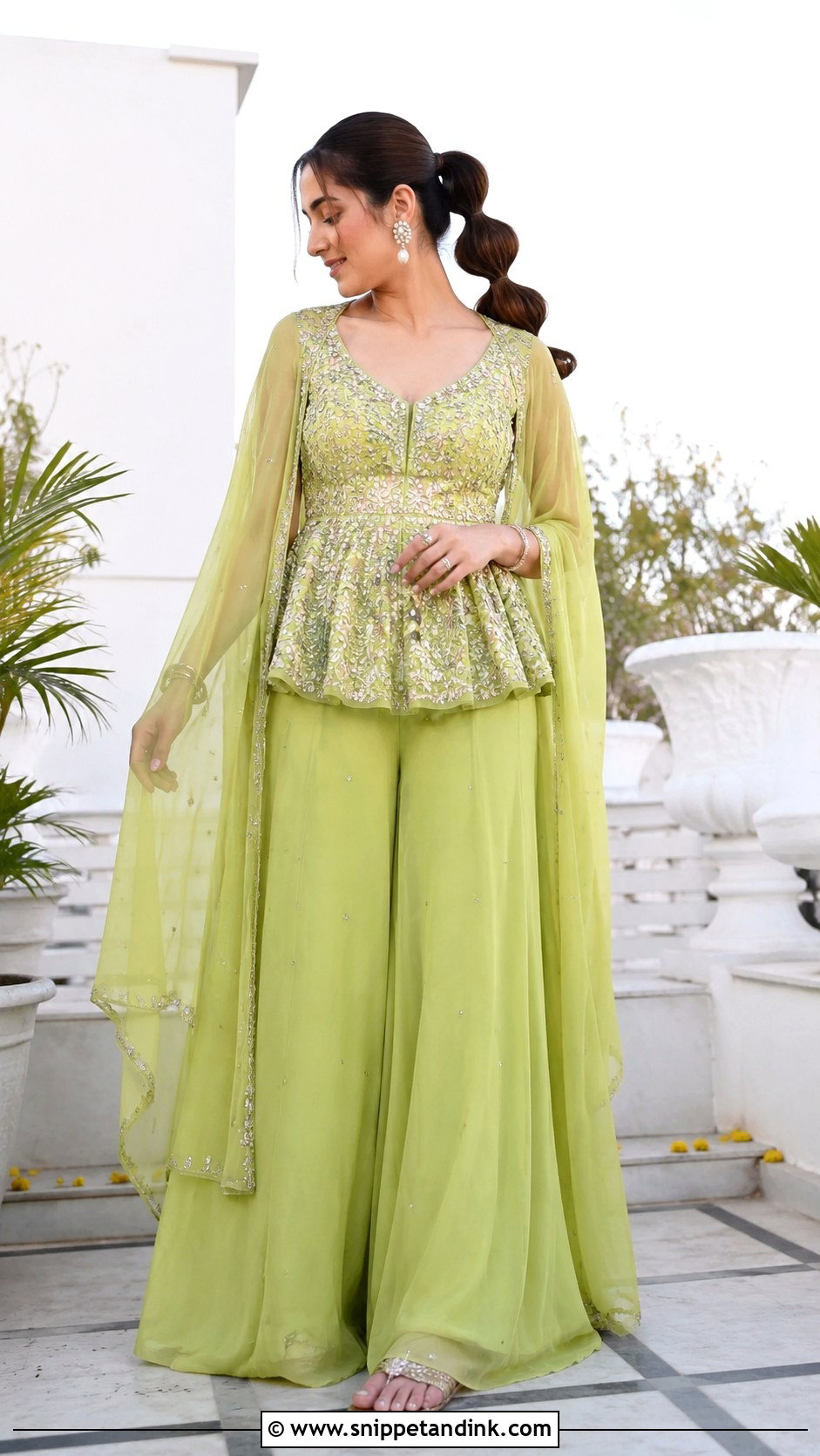 Lime Green Palazzo Set Mehendi Outfit - Snippet and Ink - 20 Mehendi Ceremony Outfits Brides