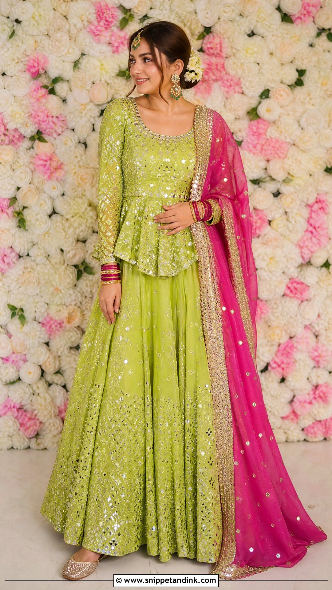 Lime Green Peplum Dholki Bridal Outfit - Snippet and Ink - 20 Dholki Outfit Bride Ideas