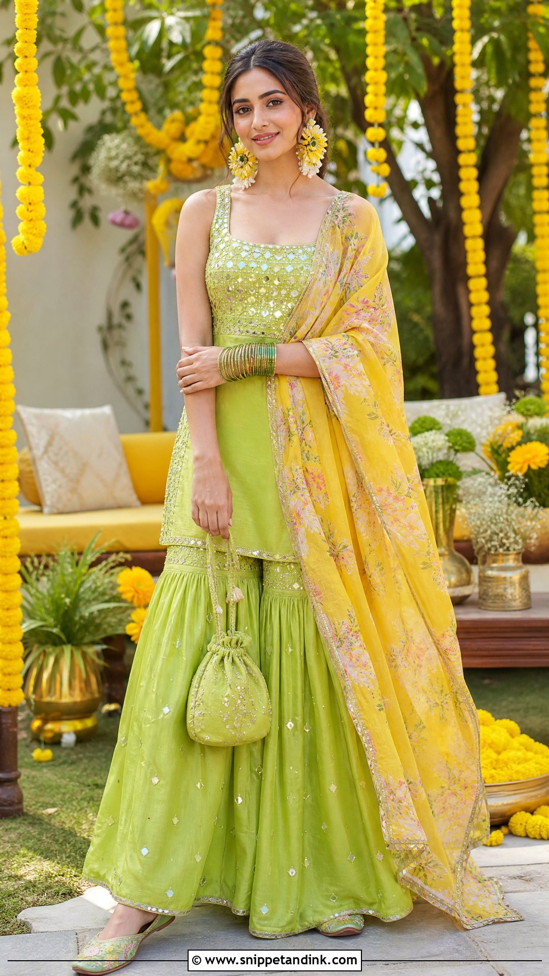 Lime Green Sharara for Haldi Function - Snippet and Ink - 25 Dress for Haldi Function Indian Weddings Ideas