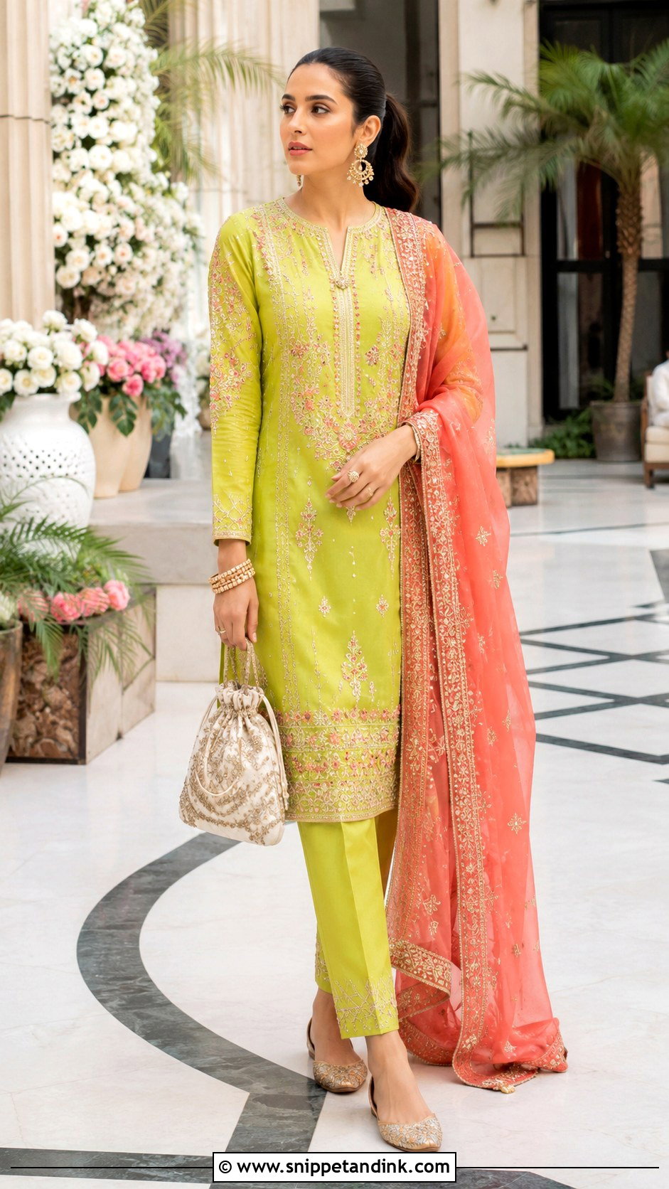 Lime Green Straight Pant Mehendi Suit - Snippet and Ink - 20 Mehendi Suits Mehndi Outfit