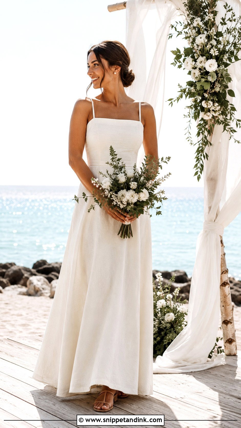 Linen A Line Beach Wedding Dress - Snippet and Ink - 20 Casual Beach Wedding Dress Ideas