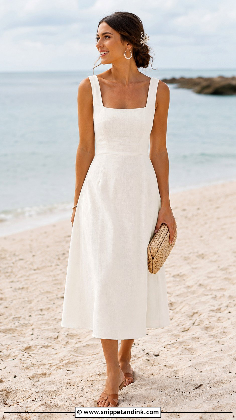 Linen Blend Midi Micro Wedding Dress - Snippet and Ink - 20 Micro Wedding Dress Ideas