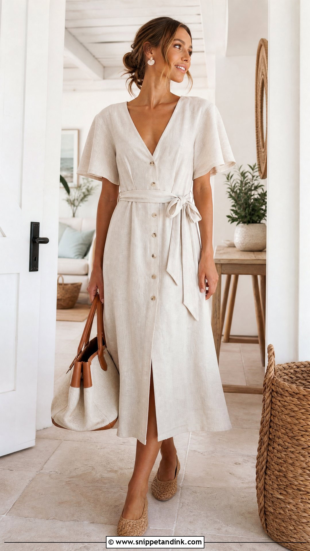 Linen Bridal Prep Dress With Woven Flats - Snippet and Ink - 20 Bridal Prep Dress Ideas